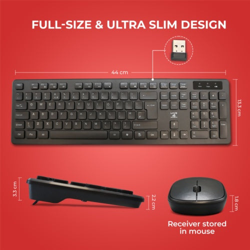 2.4GHz Wireless Keyboard and Mouse Set – UK Layout | USB Dongle | Full-Size Combo for PC & Laptop