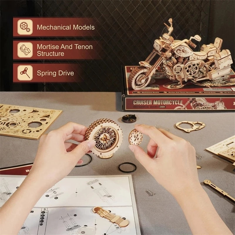 Wooden Motorcycle Puzzle Kit – 420-Piece Educational Toy for Kids