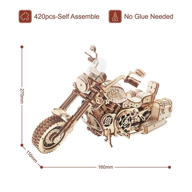Wooden Motorcycle Puzzle Kit – 420-Piece Educational Toy for Kids
