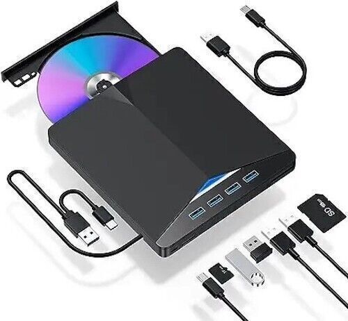 7in1 USB 3.0 External DVD/CD-RW Writer + 4 Port Hub & SD/TF Reader
