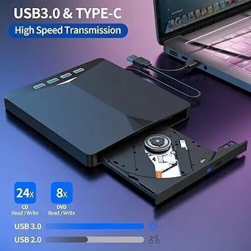 7in1 USB 3.0 External DVD/CD-RW Writer + 4 Port Hub & SD/TF Reader