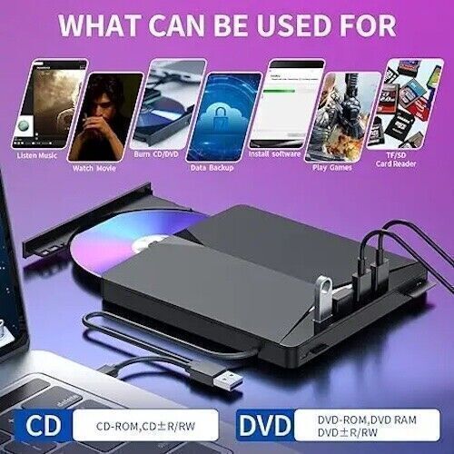 7in1 USB 3.0 External DVD/CD-RW Writer + 4 Port Hub & SD/TF Reader