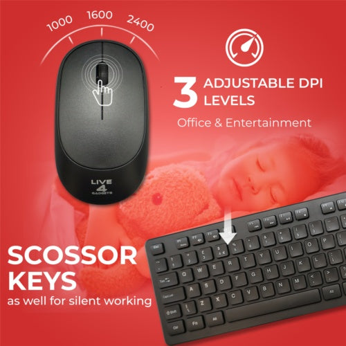 2.4GHz Wireless Keyboard and Mouse Set – UK Layout | USB Dongle | Full-Size Combo for PC & Laptop