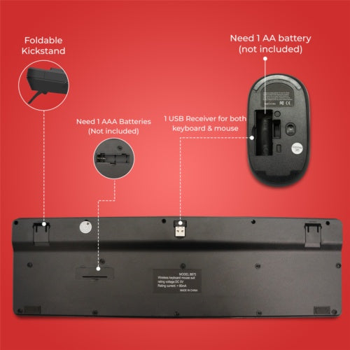 2.4GHz Wireless Keyboard and Mouse Set – UK Layout | USB Dongle | Full-Size Combo for PC & Laptop